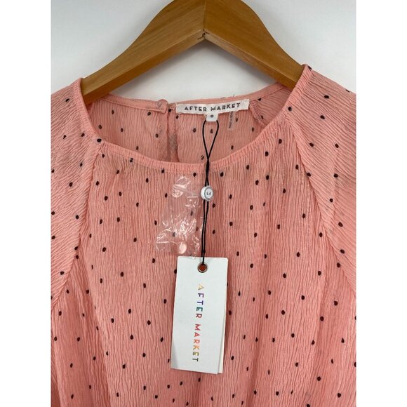 After‎ Market Women's Ruffled Polka Dot Blouse Medium Peach New - Picture 2 of 6